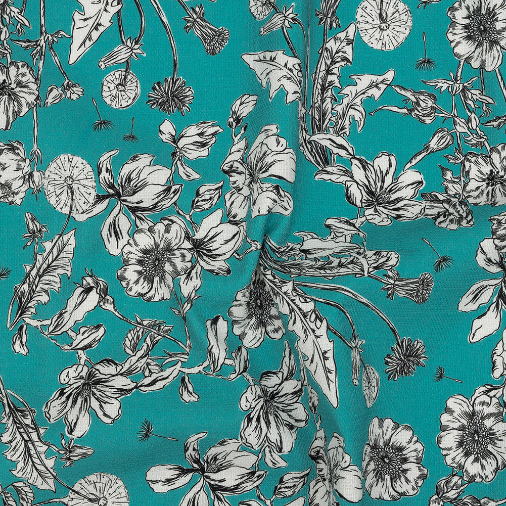 Mood Exclusive Turquoise Dandelion Drift Stretch Cotton Woven - Joann Fabrics