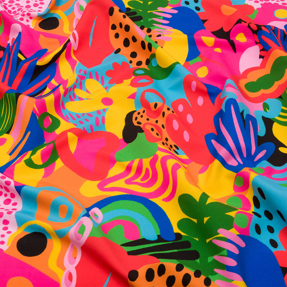Recycled Polyester Swim Trunk Fabric - Fruit and Flowers - Papaya Fever Print - Mood Exclusive Malibu Collection - Joann Fabrics