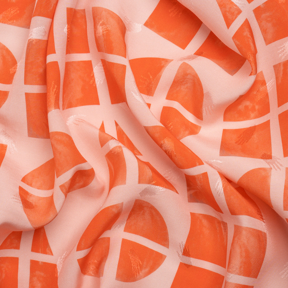 Hands Viscose Jacquard Print - Coral Divided Geometric Shapes - Mood Exclusive Elementary Views - Joann Fabrics