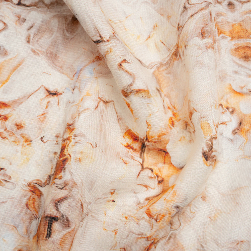 Orange and Beige Marbled Medium Weight Linen Woven - Joann Fabrics