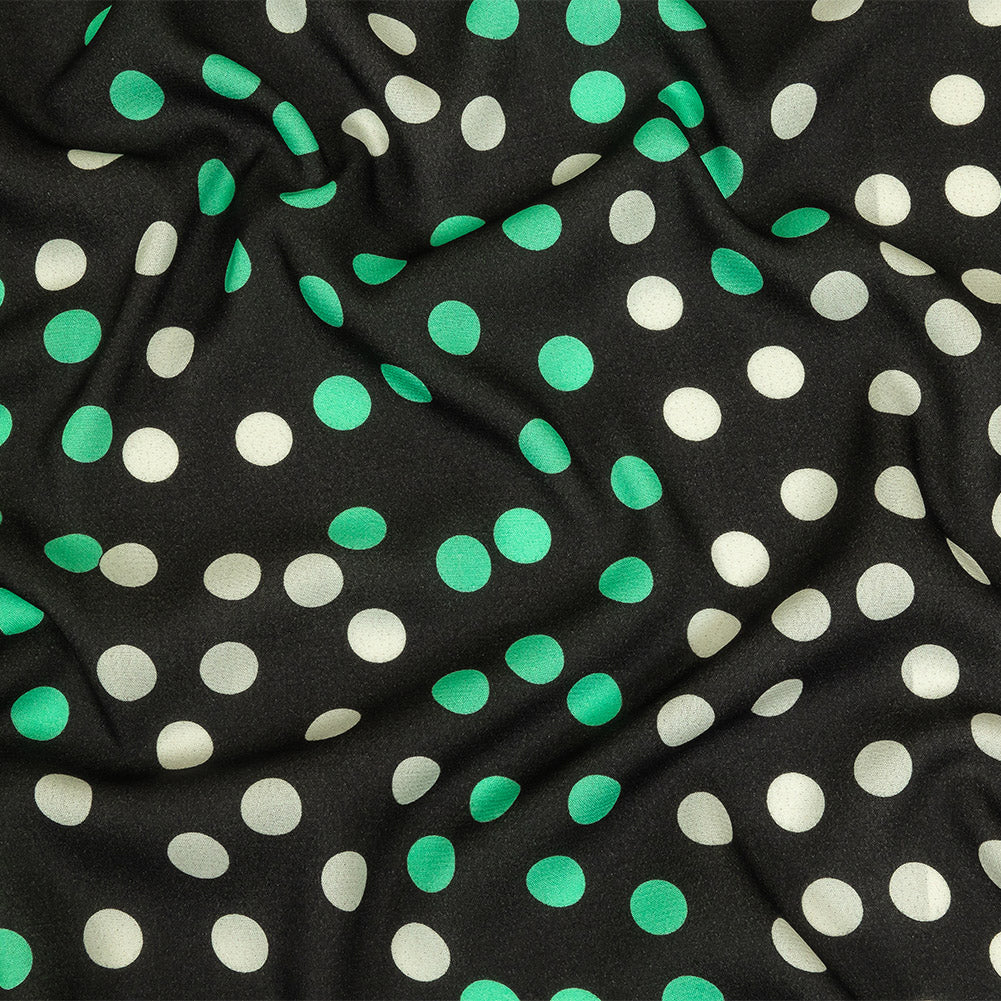 Viscose Crepe Print - Black, Mint Green and White Polka Dots - Mood Exclusive Big Spender - Joann Fabrics