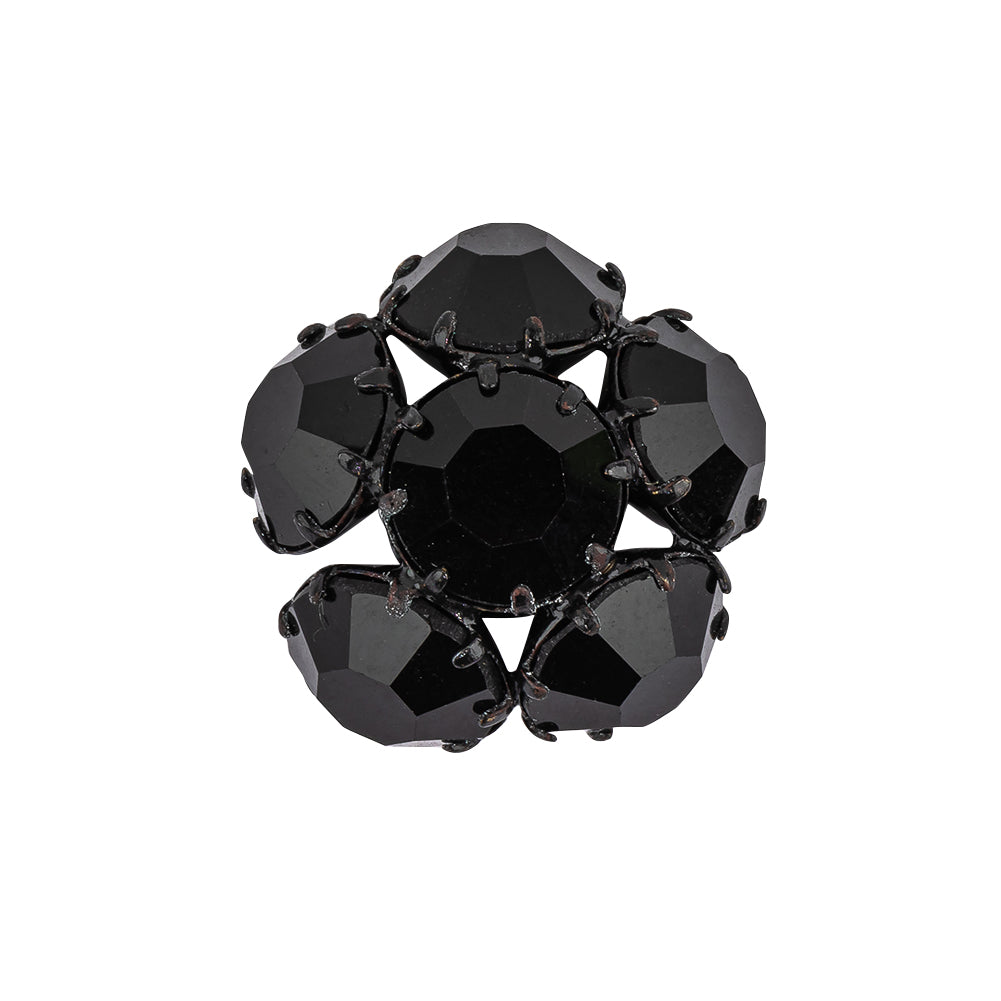 Vintage Swarovski Jet Rhinestones and Jet Plated Metal Floral Shank Back Button - 38L/24mm - Joann Fabrics