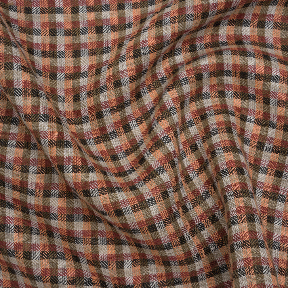 Linen Twill - Brown, Coral and Strawberry Red Plaid - Joann Fabrics