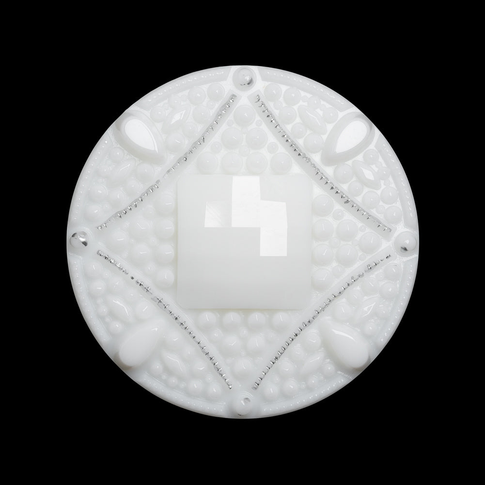 Faceted Plastic Shank Back Button - White and Silver Faux Gems - 44L/28mm - Joann Fabrics