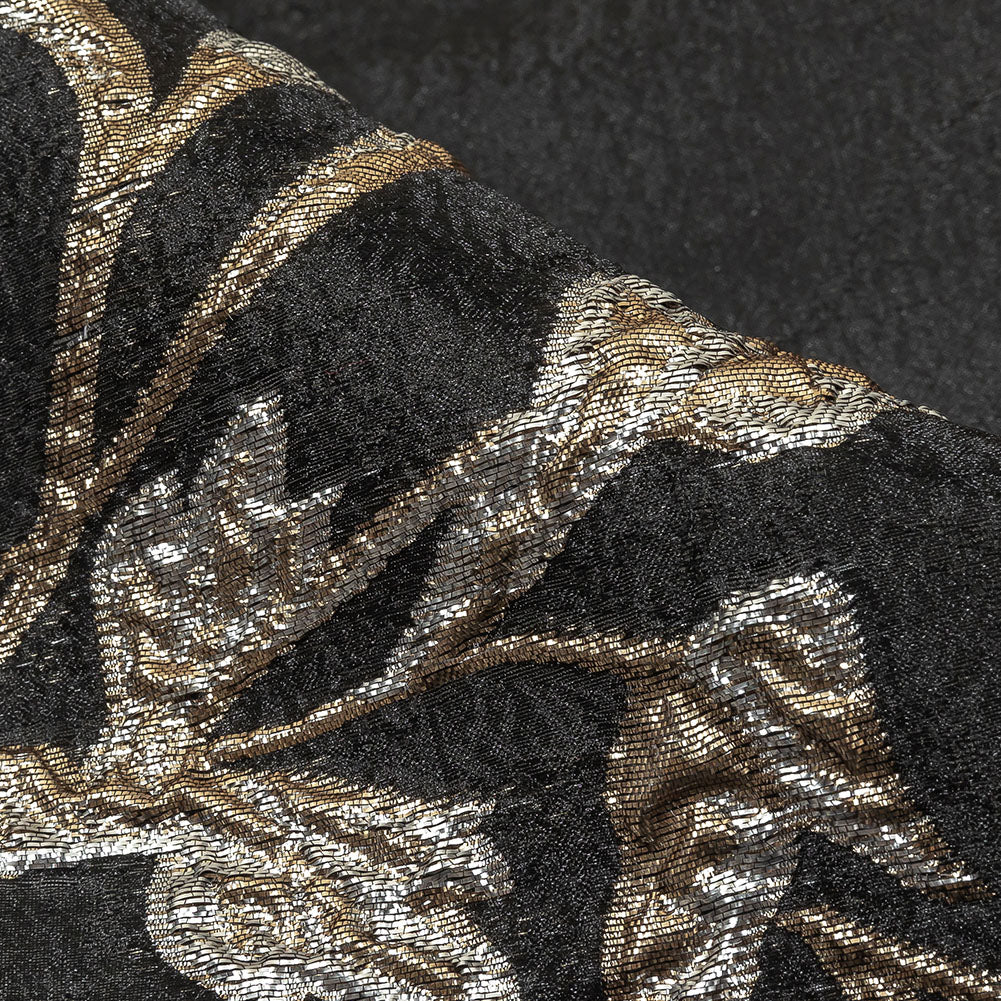 Metallic Silver, Gold and Black Floral Luxury Burnout Brocade - Joann Fabrics