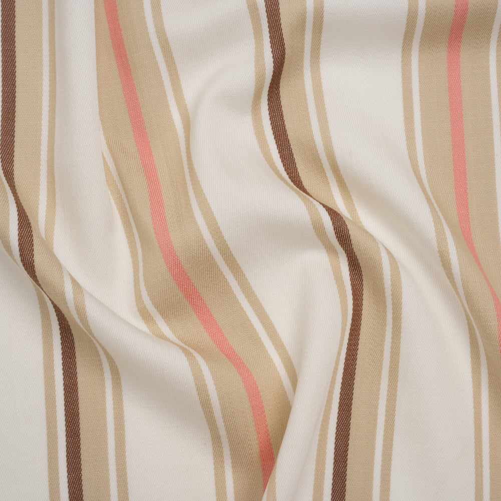 Stretch Lyocell Twill - Cream, Beige and Pink Stripes - Designer Deadstock - Joann Fabrics