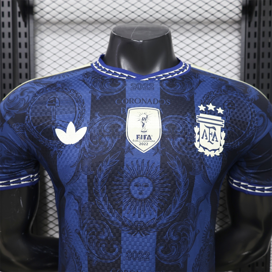 Argentina 2026 Dark Blue And Black Pattern Sun Special Edition Jersey - Player Version - UnitedFutballJersey