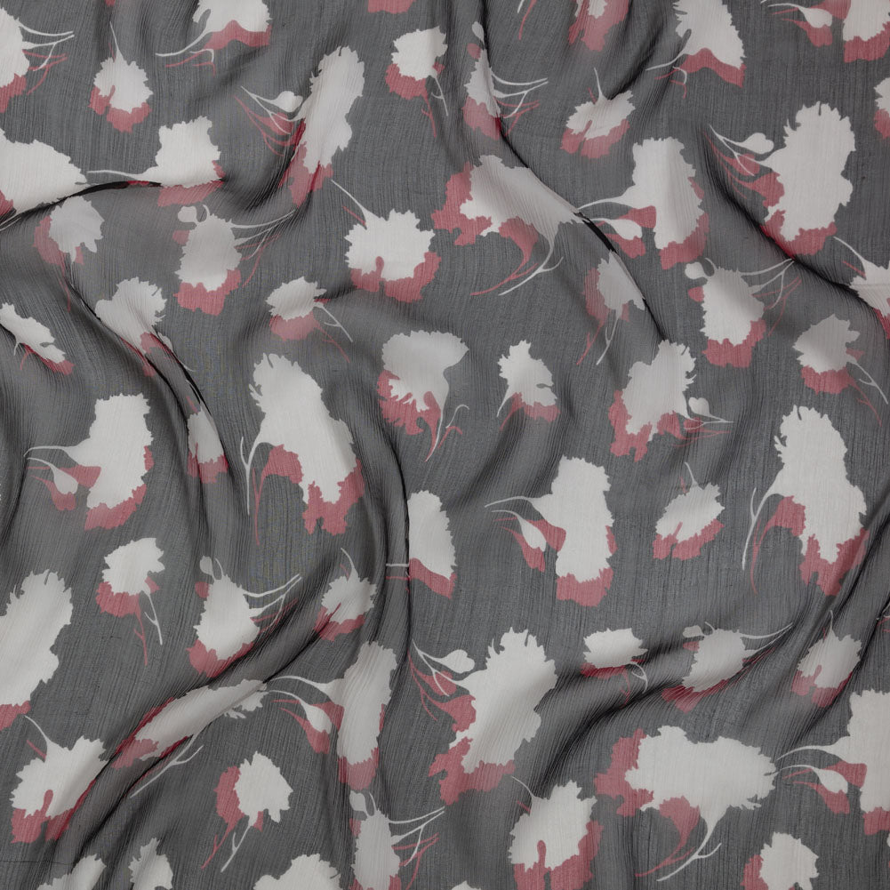 Black, Red and White Echoes of Leaves Crinkled Silk Chiffon - Joann Fabrics