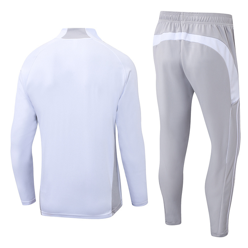2025-2026 Real Madrid White Grey Half-Pull Training Suit Football Shirt 1:1 Thai Quality Set