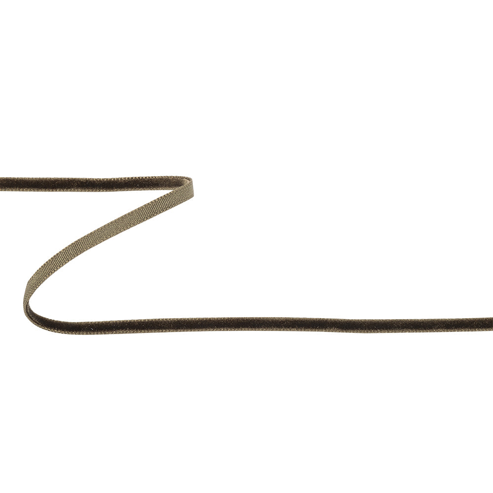 Faded Dark Brown Single Face Velvet Ribbon - 0.125