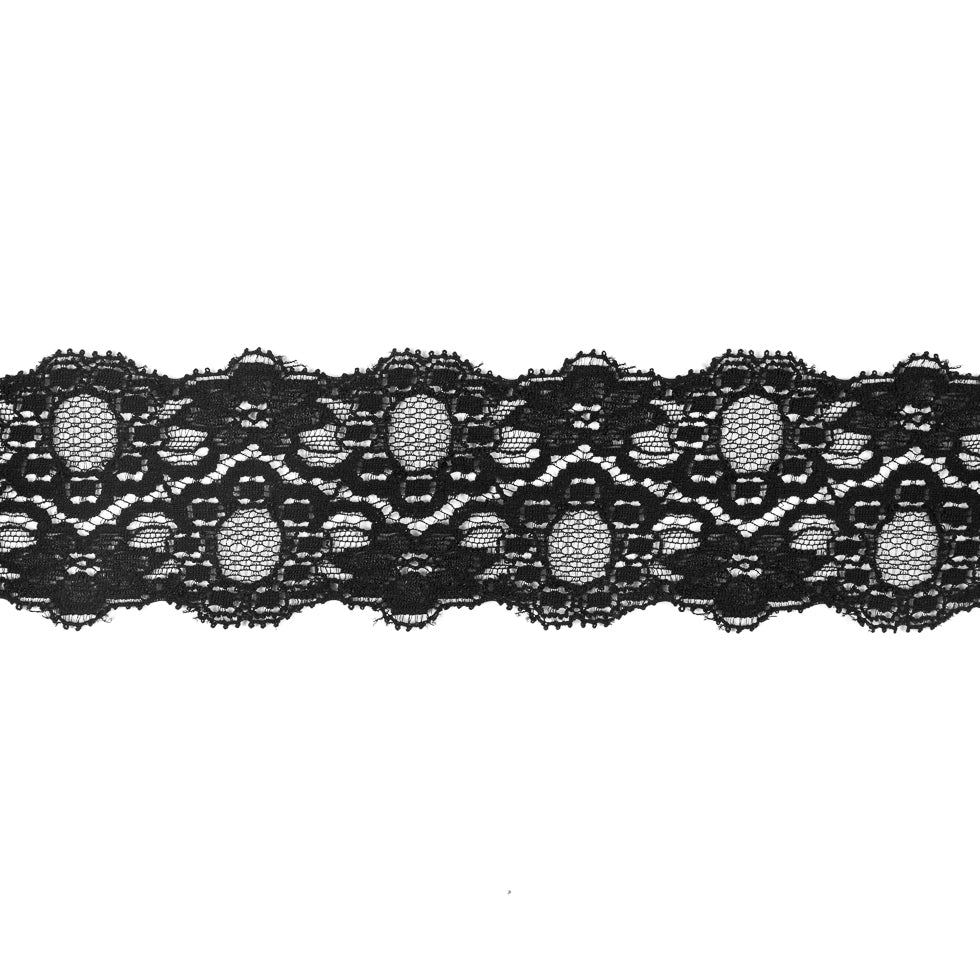 Black Stretch Lace Trim - 2.25