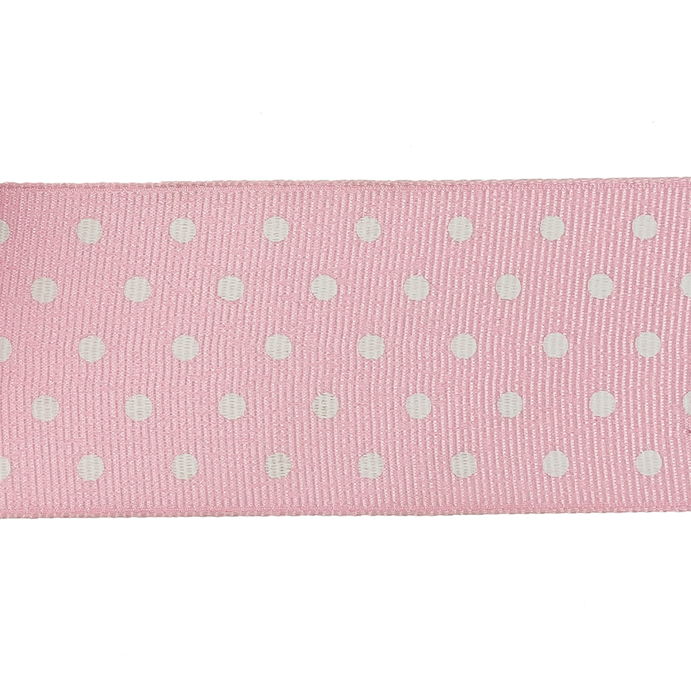 Parfait Pink and White Polka Dots Grosgrain Ribbon - 1.625