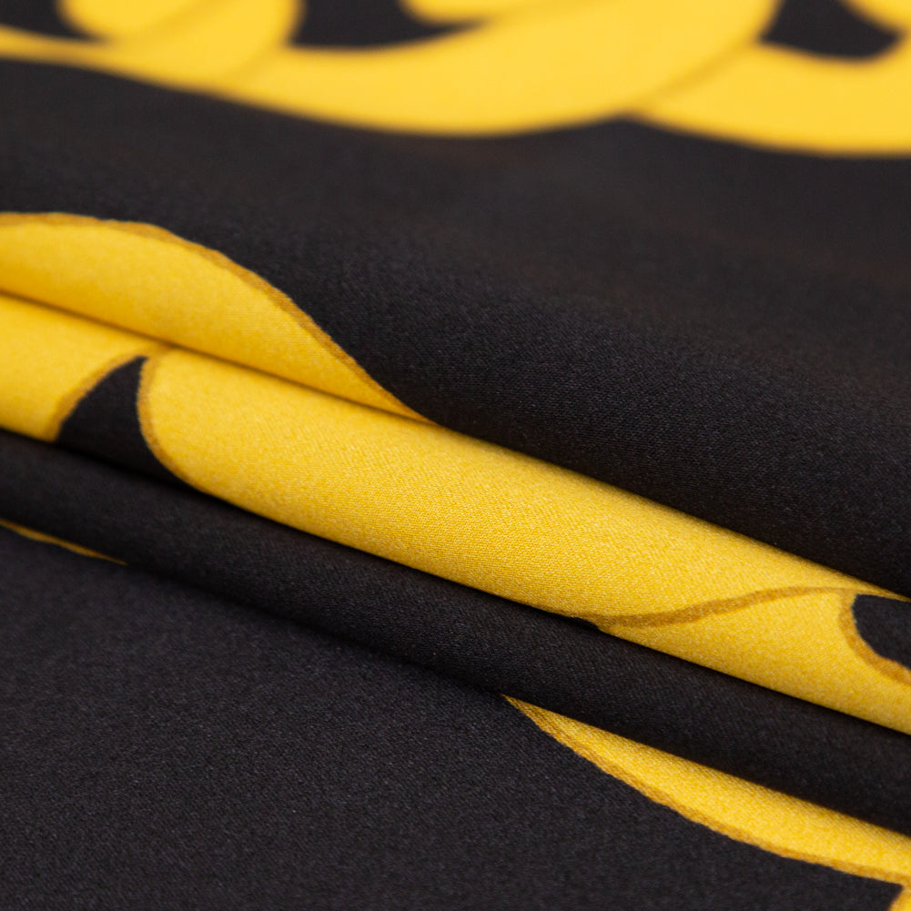 Mood Exclusive Italian Black and Gold Large Chains Digitally Printed Silk Charmeuse - Joann Fabrics