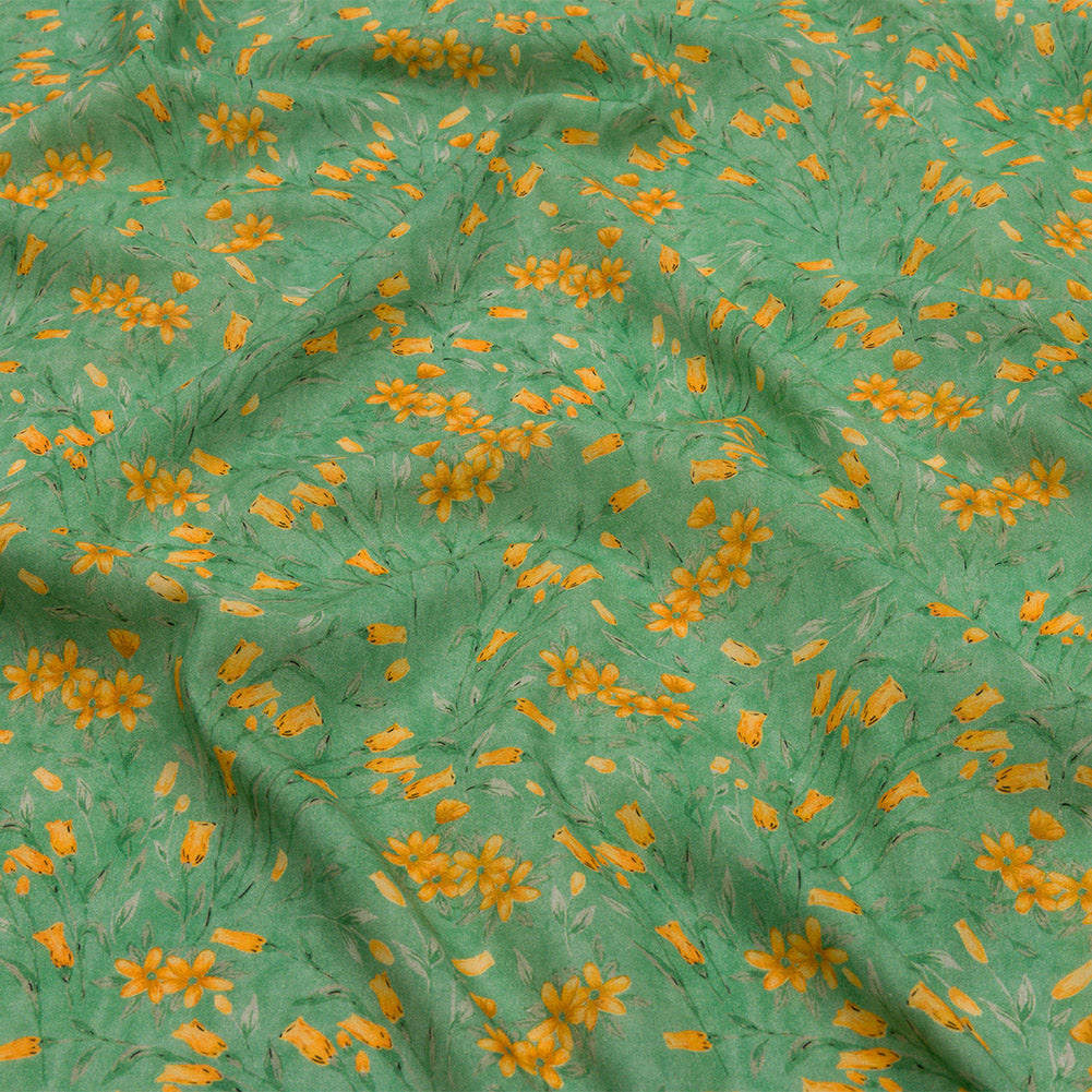 Cotton Voile - Teal and Orange Floral - Dance with the Daffodils Print - Mood Exclusive Secret Garden Collection - Joann Fabrics