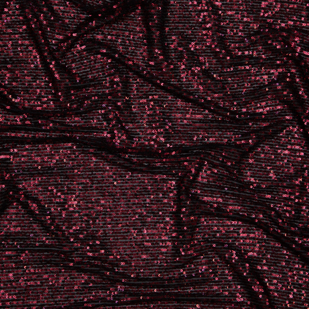 Stretch Mesh with Baby Sequins - Wine Stripes on Black - Joann Fabrics