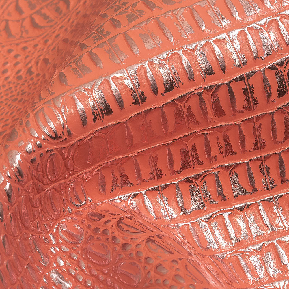 Metallic Crocodile Embossed Vinyl - Pink and Silver - Twain Collection - Joann Fabrics