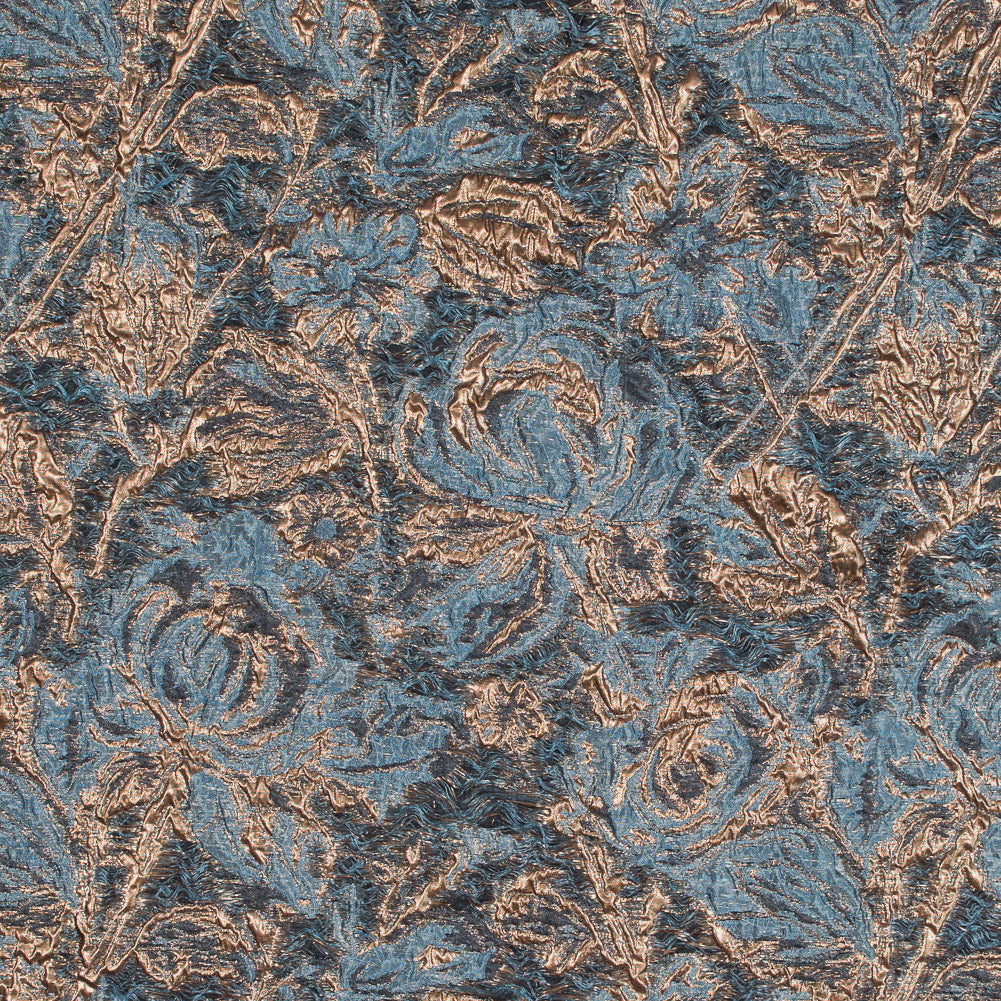 Blue and Gold Luxury Abstract Metallic Brocade - Joann Fabrics