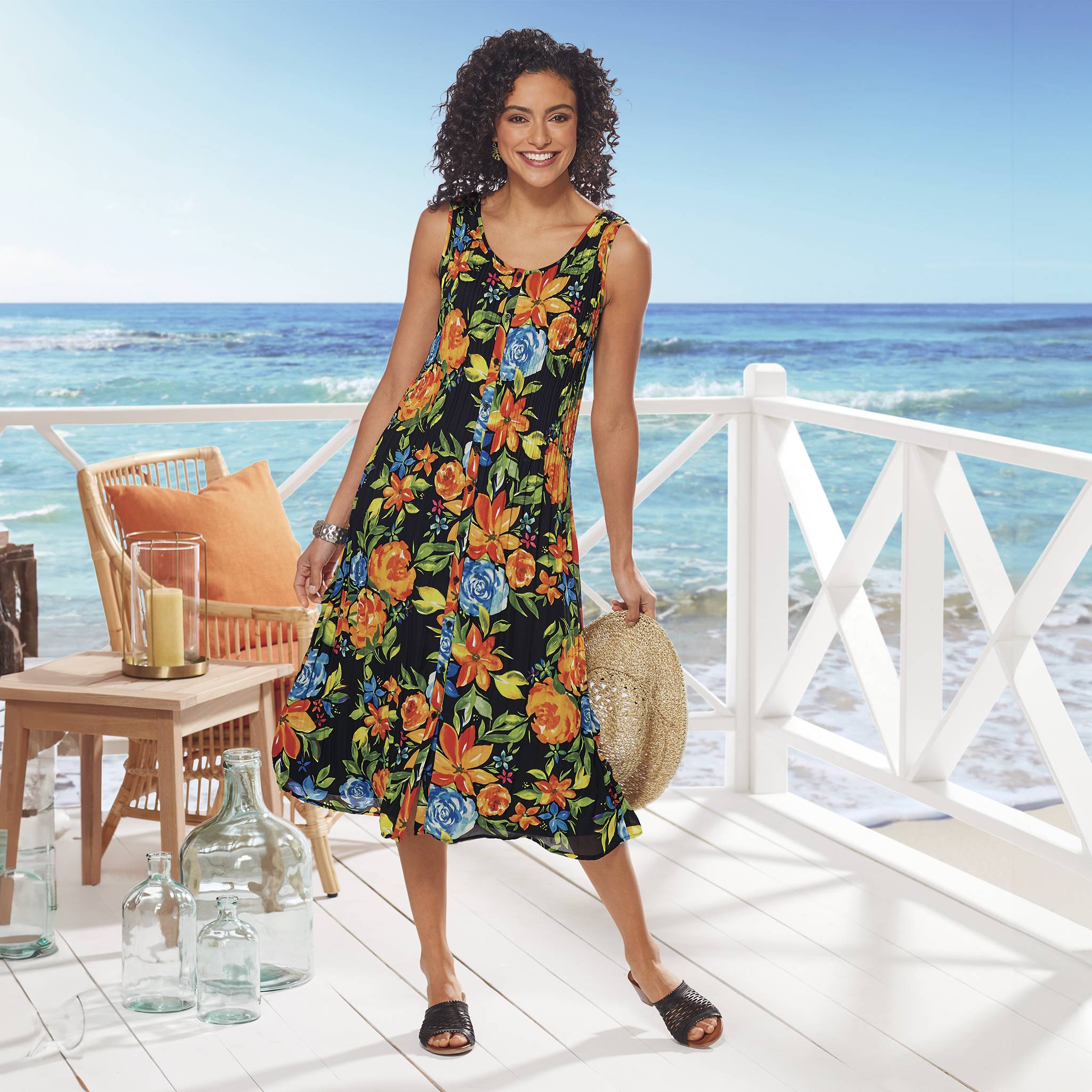 Floral-Print Pleated Dress - Northstyle Catalog