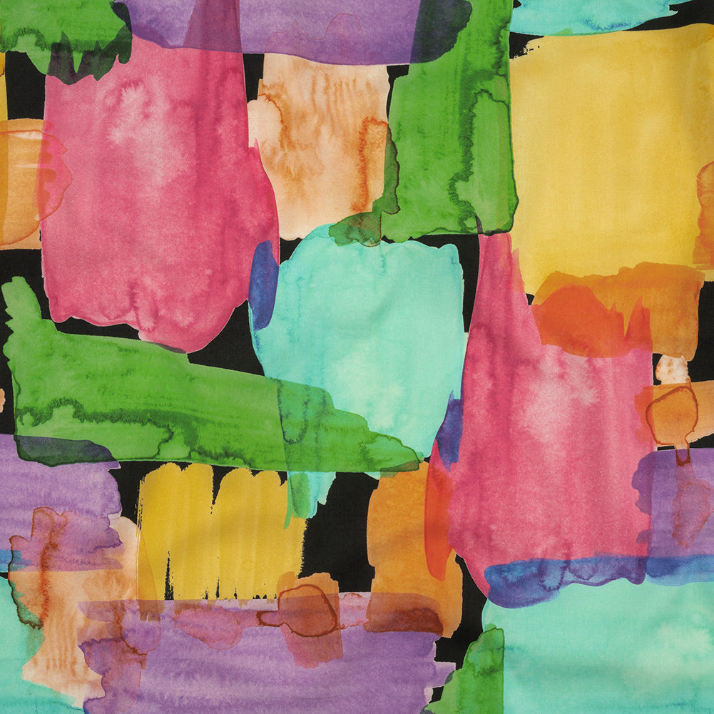 Stretch Cotton Poplin Print - Phantom Black and Rainbow Abstract - Mood Exclusive Color Fields - Joann Fabrics