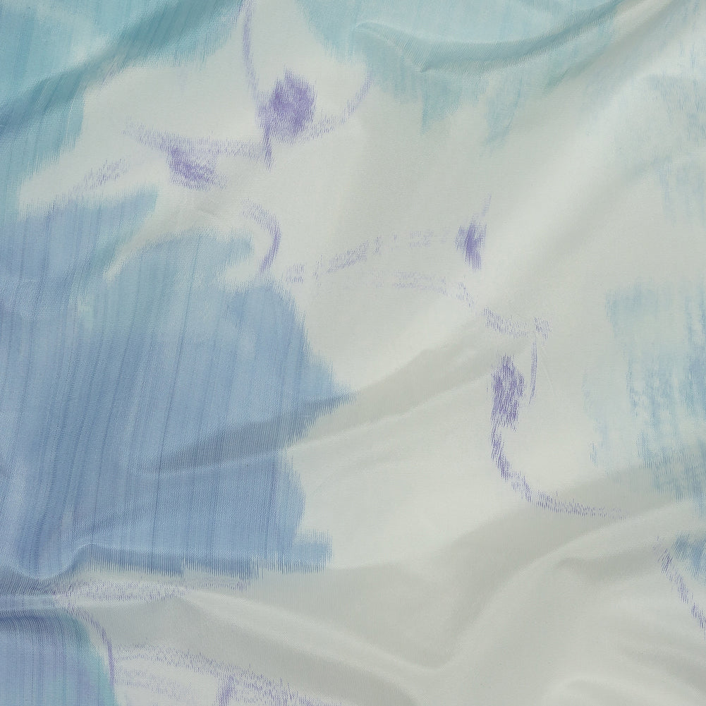 Italian Sky, Lime and Barely Blue Watercolor Flowers Warp Printed Polyester Faille - Joann Fabrics