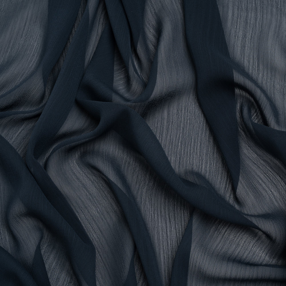 Crinkled Polyester Chiffon - Navy - Designer Deadstock - Joann Fabrics