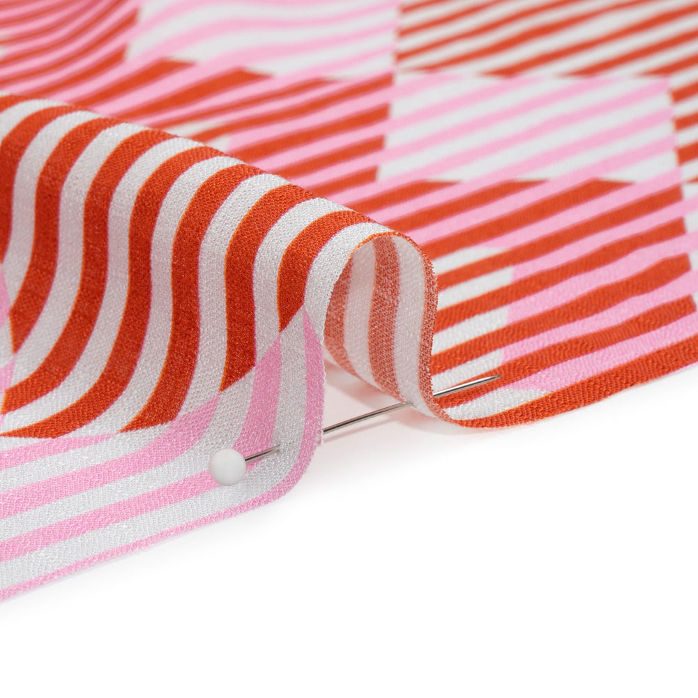 Slubbed Viscose Woven Print - Red and Pink Geometric Stripes - Mood Exclusive Eye Play - Joann Fabrics