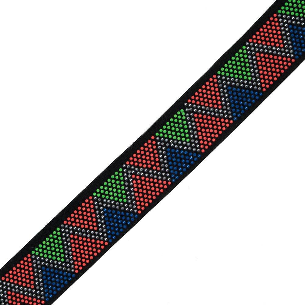 Italian Multicolor Elastic with Chevron Gems - 1.5