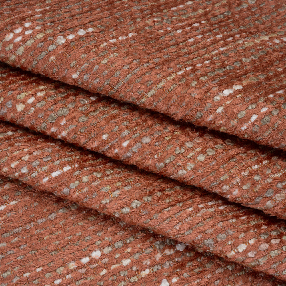 Recycled Olefin and Acrylic Upholstery Boucle and Chenille Tweed - Winter Coral Stripes - Virginia Collection - Joann Fabrics