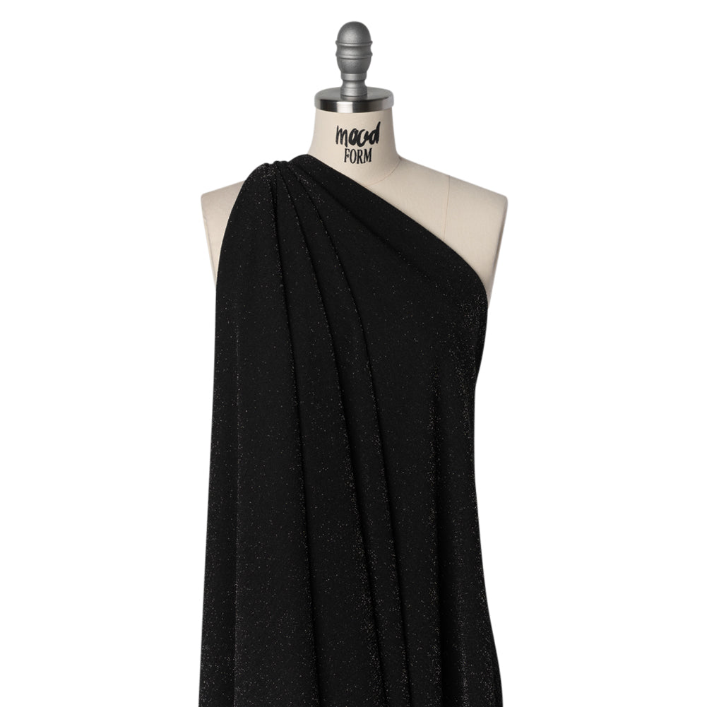Metallic Stretch Polyester Crepe Knit - Black and Silver - Designer Deadstock - Joann Fabrics