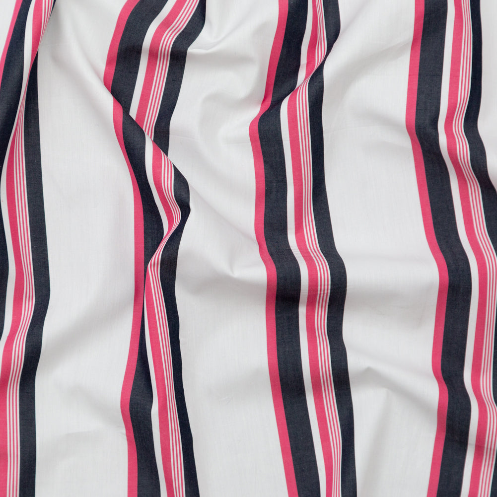 Italian Optic White and Lotus Striped Cotton Shirting - Joann Fabrics