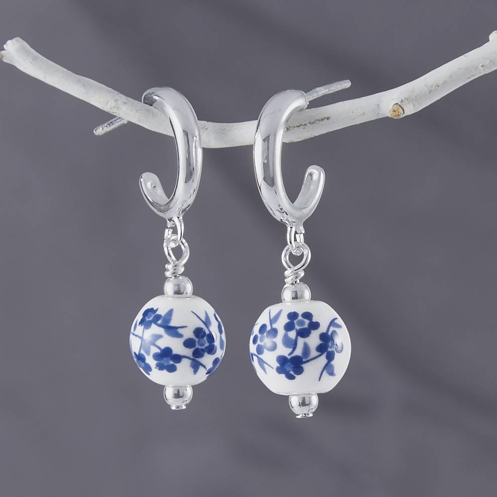 Sterling & Ceramic Floral Post Earrings, Gift Boxed - Northstyle Catalog