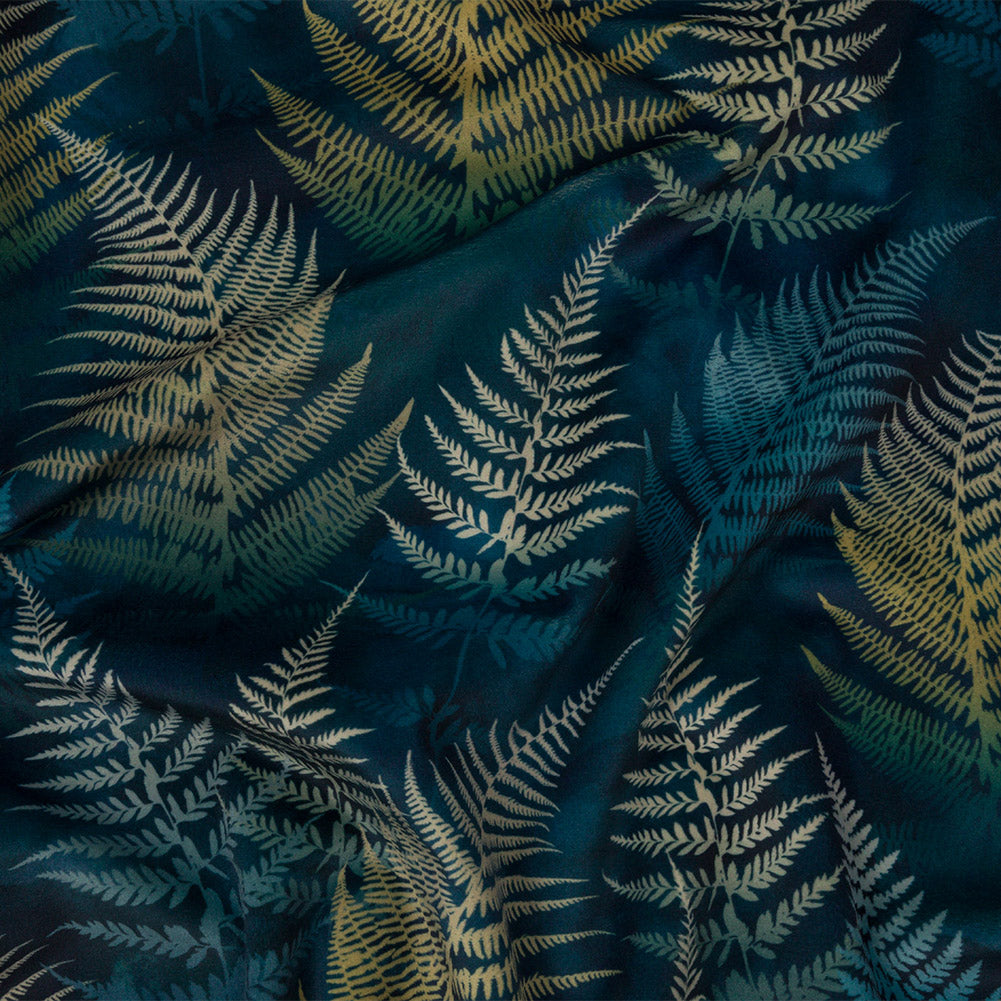 Printed Polyester Velvet - Ink Blue Foggy Ferns - British Imported - Joann Fabrics