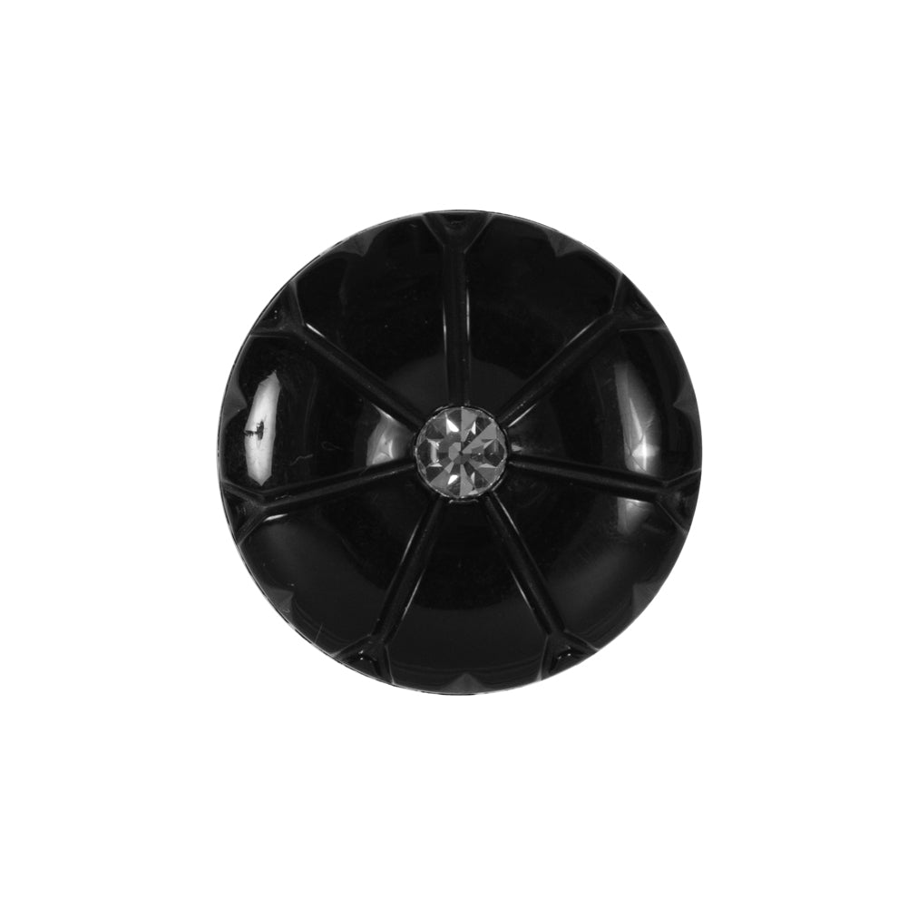 Black Plastic Button with Rhinestone Center - 36L/23mm - Joann Fabrics