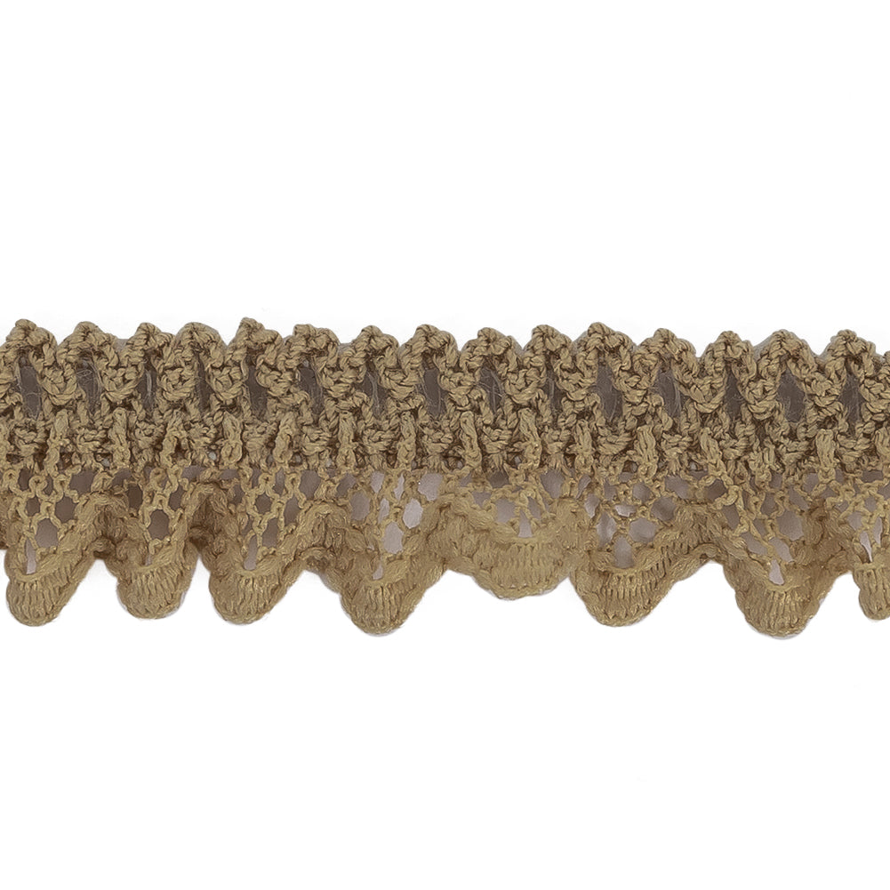 Desert Beige Ruffled Stretch Lace Trimming - 0.625