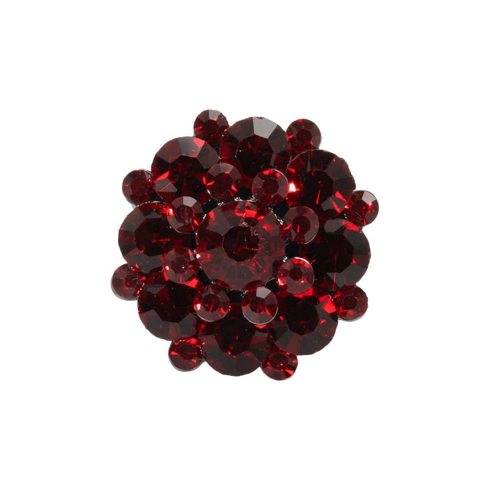 Rhinestone and Metal Shank Back Button - 38L/24mm - Siam Red and Gunmetal Big Rings of Stones - Joann Fabrics