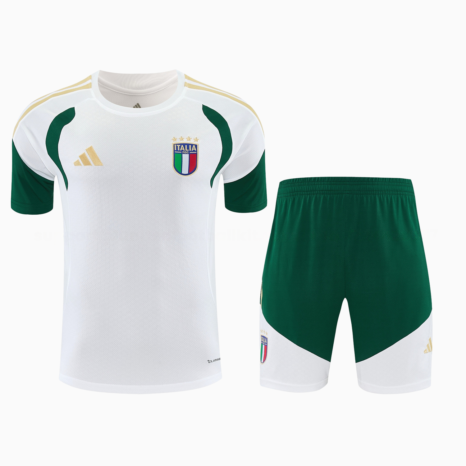 Italy 2026 Short-Sleeve Training Set - White With Green Accents Top & Green With White Pants - UnitedFutballJersey
