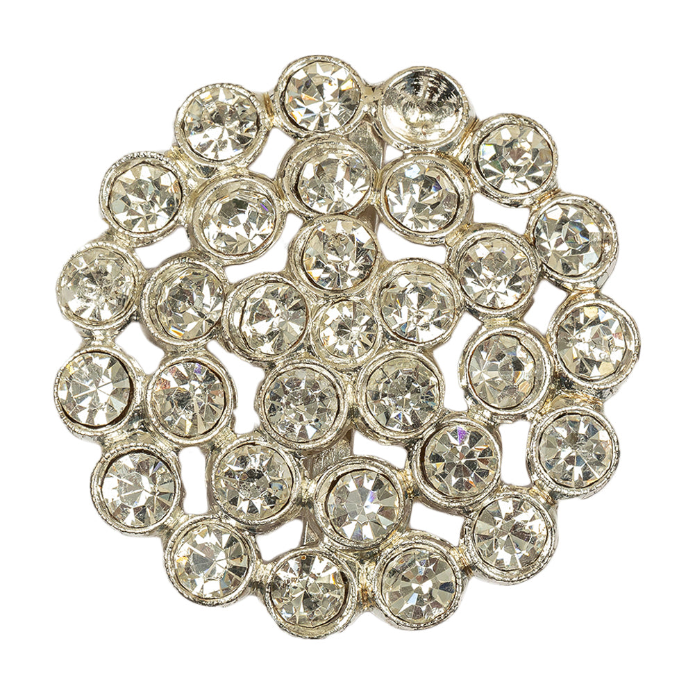 Vintage Crystal Rhinestones Silver Metal Open Framework Sew on Button - 58L/37mm - Joann Fabrics
