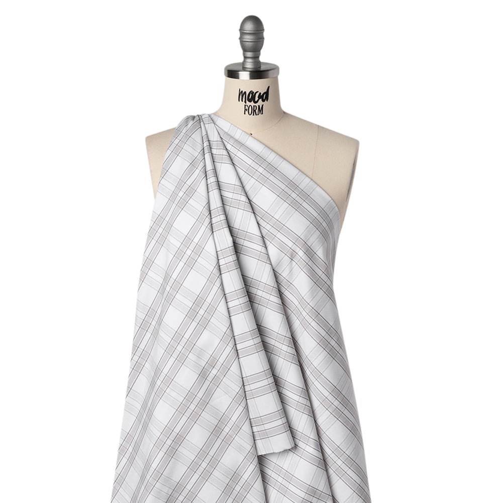 Cotton Oxford Shirting - Gray and White Plaid Check - Deadstock - Joann Fabrics