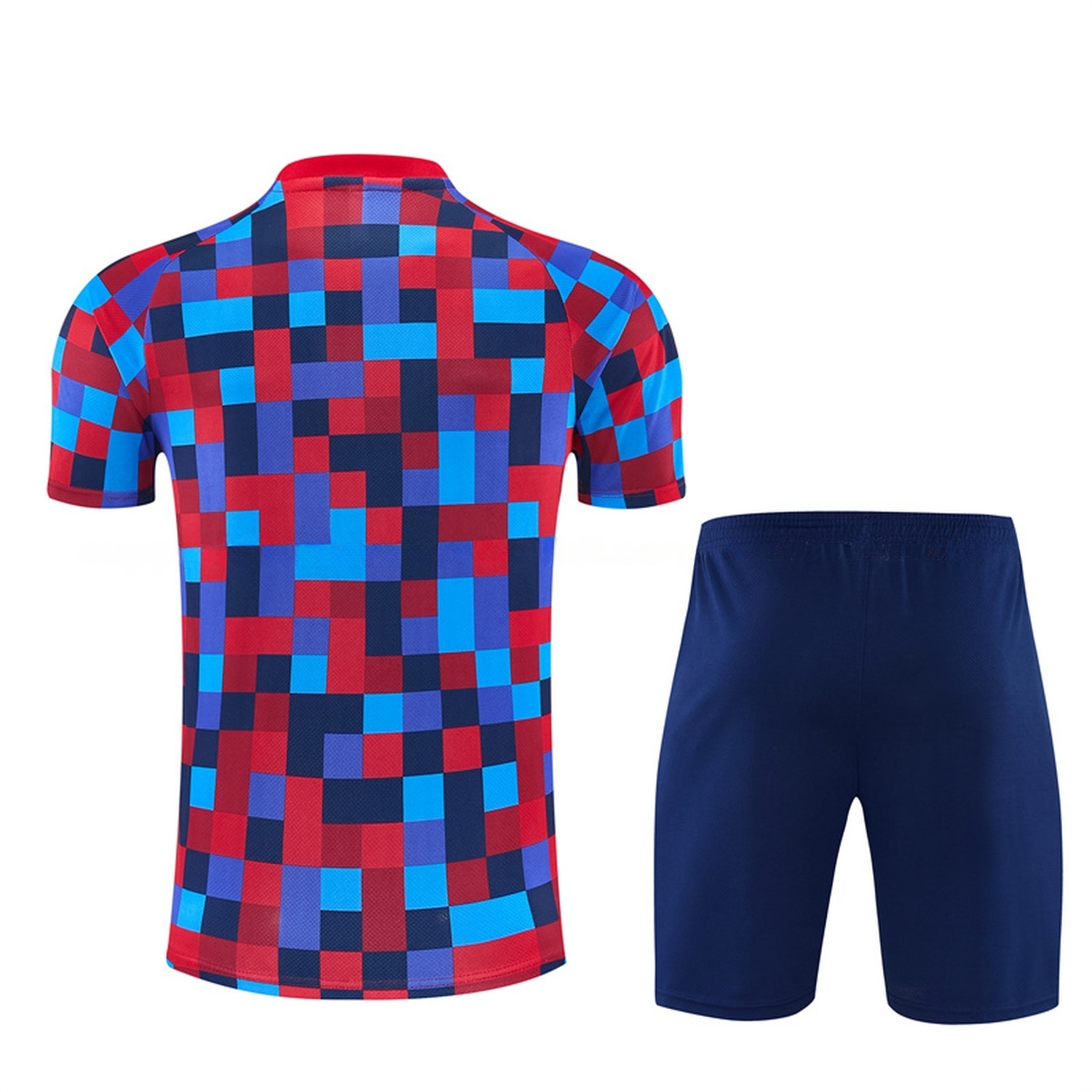 Barcelona 26-27 Camouflage Kids Short-Sleeve Training Set - Camouflage Top & Deep Blue Shorts - UnitedFutballJersey