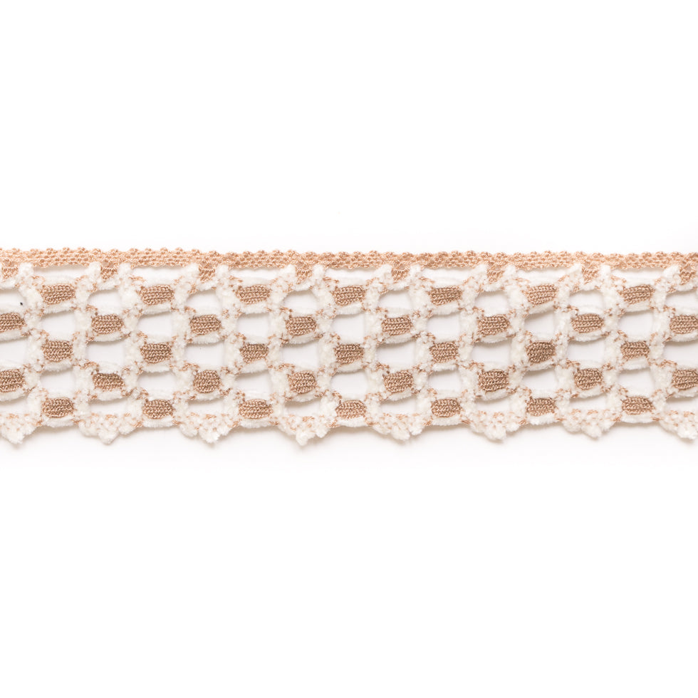 Beige/White Crochet Trim - 2.25