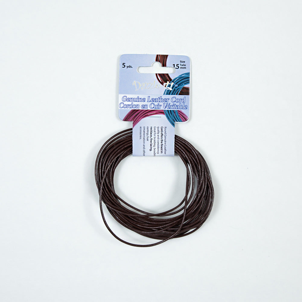 Dazzle-It Light Chocolate Genuine Leather Cord - 1.5mm - Joann Fabrics