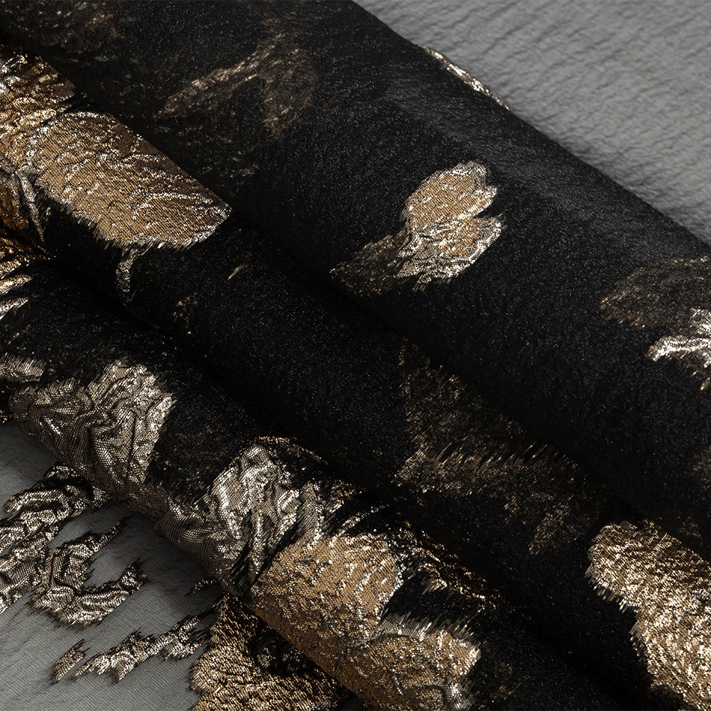 Metallic Gold and Black Abstract Luxury Burnout Brocade - Joann Fabrics