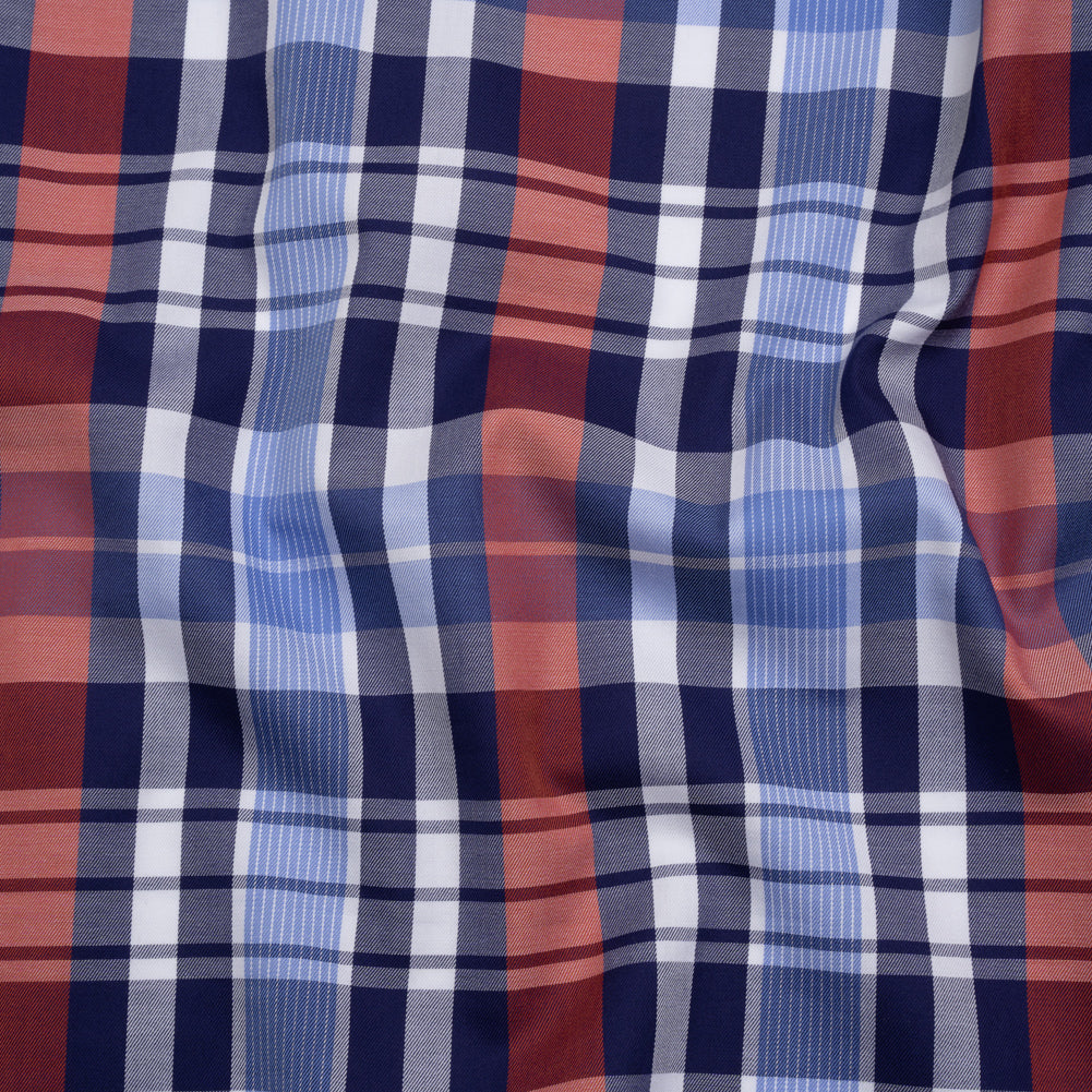 Cotton Twill Shirting - Blue, Red and Navy Plaid - Deadstock - Joann Fabrics