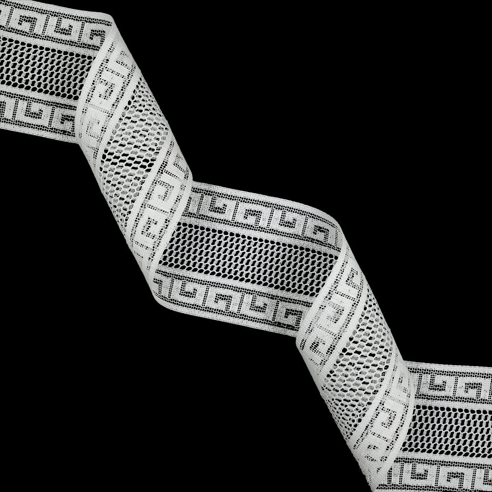 White Greek Key Borders Filet Lace Trim - 2.5