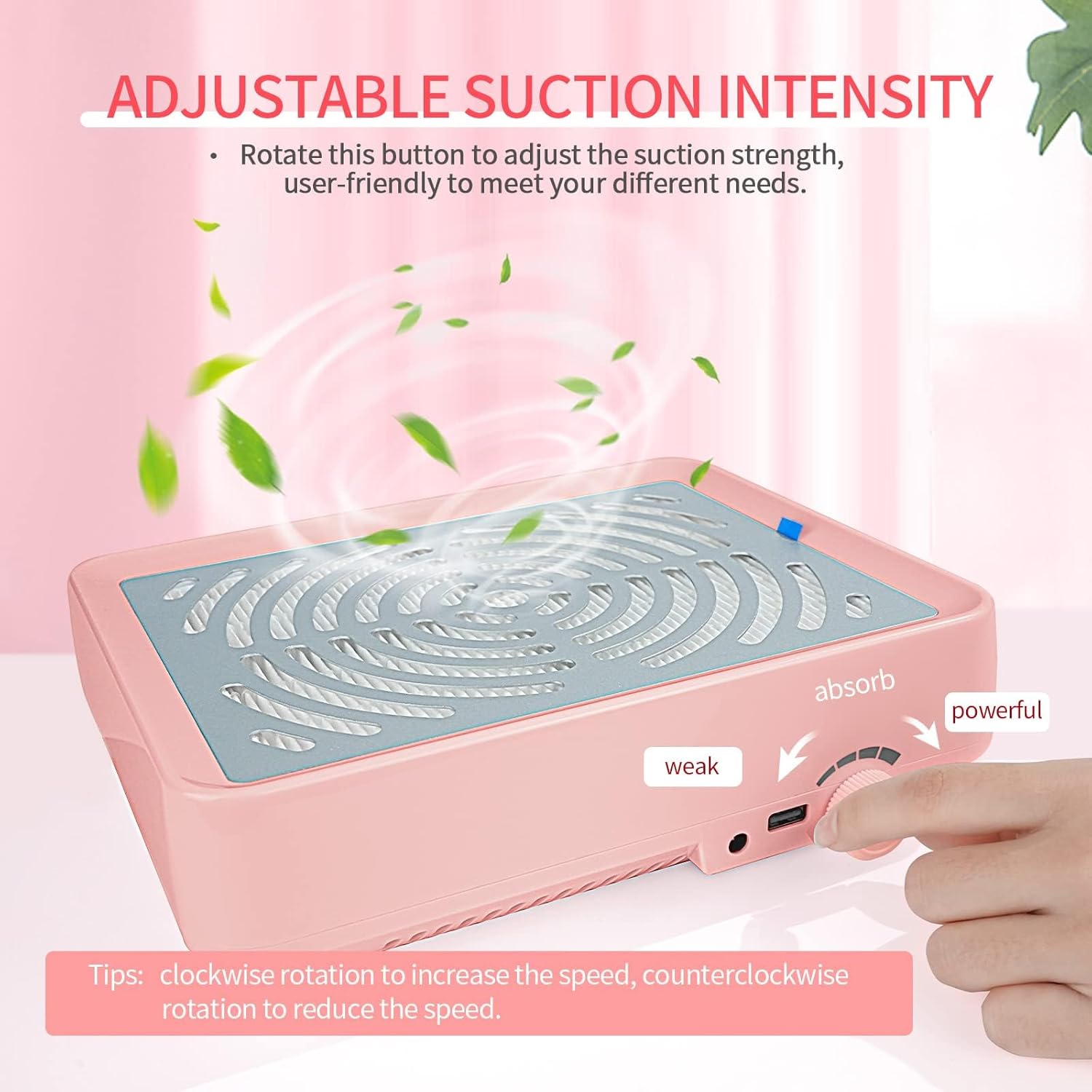 Rechargeable Nail Dust Collector – 40W Cordless Vacuum, 2600mAh Battery, 2 Suction Modes, Reusable Filters (White)