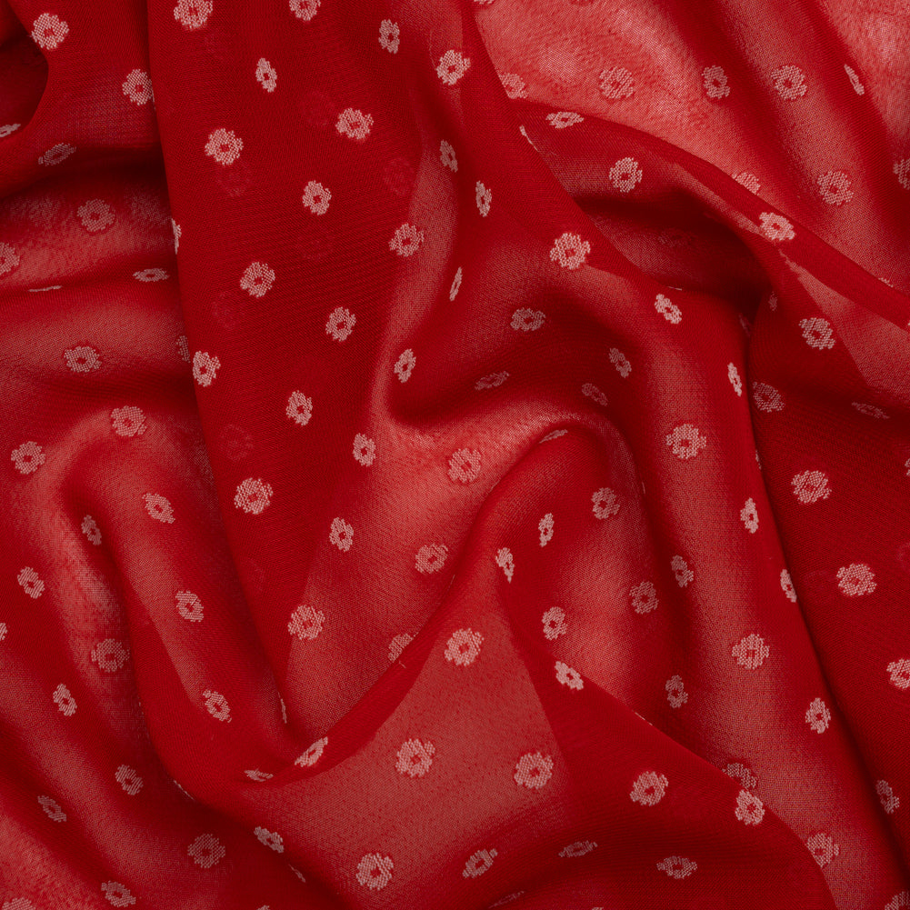 Red and White Woven Diamond Dots Polyester Chiffon - Joann Fabrics