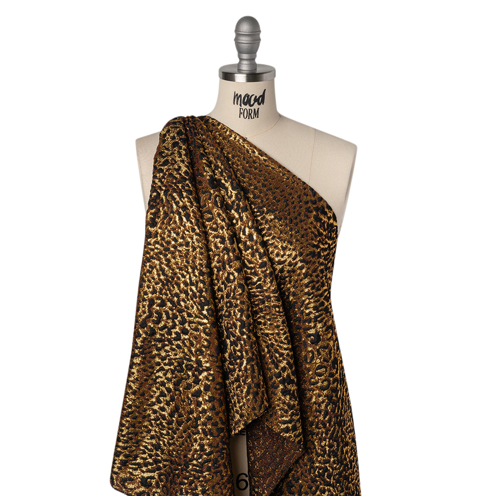 Metallic Polyester and Viscose Brocade - Brown, Black and Gold Animal Spots - Deadstock - Joann Fabrics