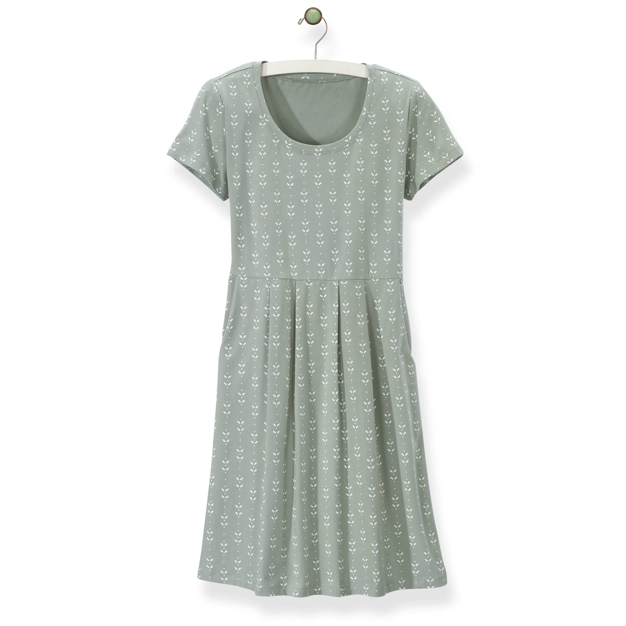 Casual Knit Pocket Dress, Front Pleats, A-Line Skirt, Pockets - Northstyle Catalog