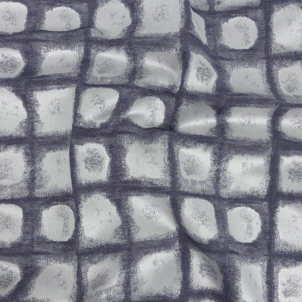 Drapery Jacquard - Indigo Painterly Squares - British Imported - Joann Fabrics