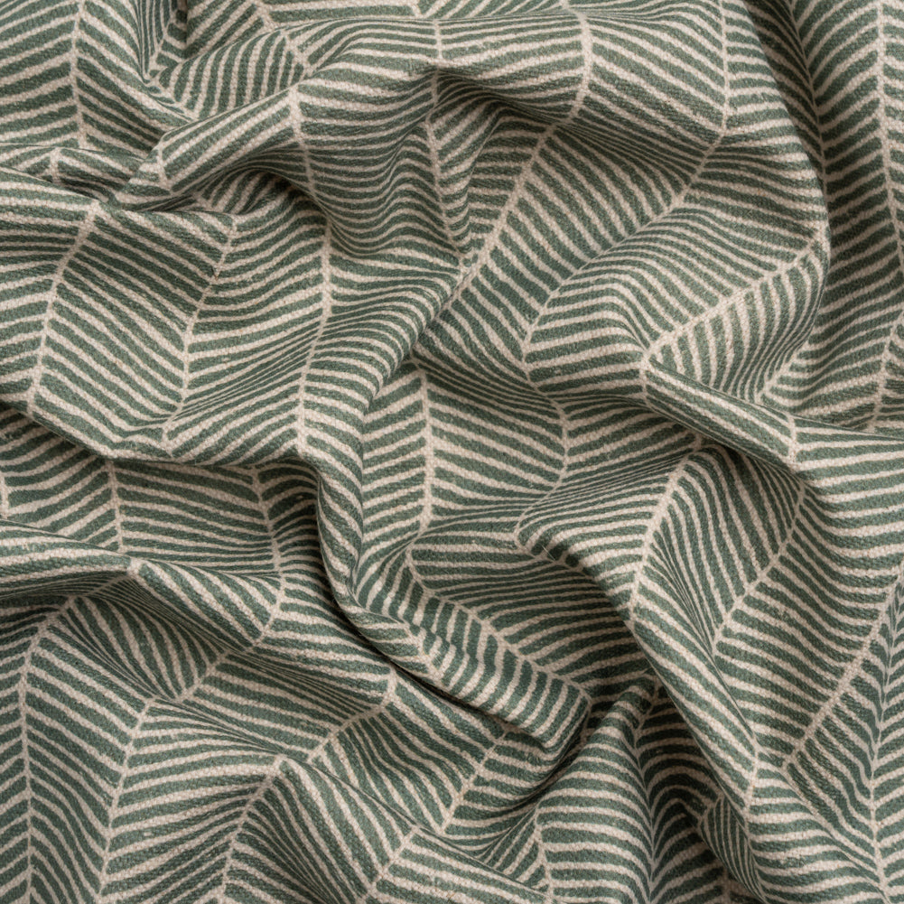 Brushed Cotton and Linen Canvas - Thyme Painterly Herringbone - British Imported - Joann Fabrics